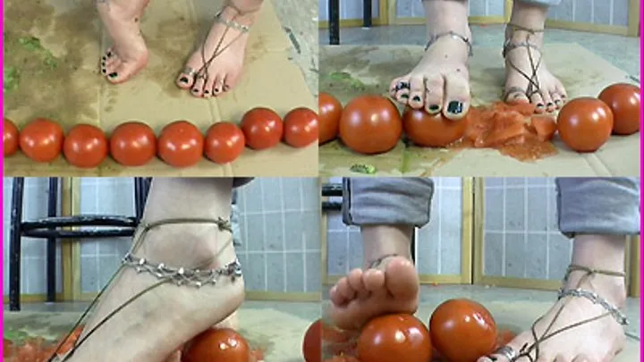 Dasha squishes Tomatoes under her Bare Feet