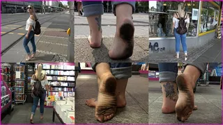 Celeste's filthy-black Soles on the Street and in a Bookstore