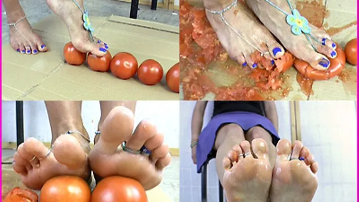 Paloma squishes Tomatoes with her Bare Feet