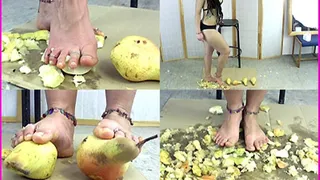 Sheila smashes Pears with her Bare Feet