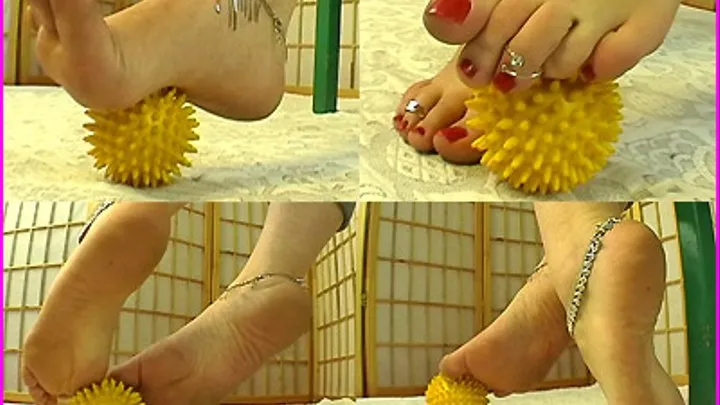 Norma massages her Bare Feet