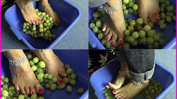 Zoe crushes Grapes under her Bare Feet