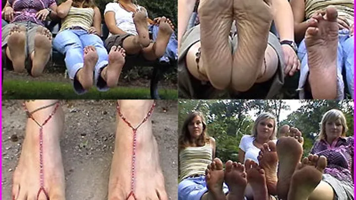 Three Barefoot Girls show their Soles