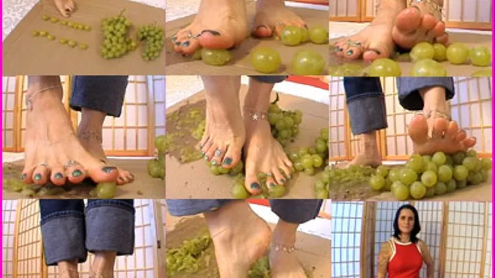 Emily crushes green Grapes with her green polished Toes pt. 2