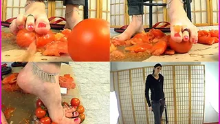 Ruby crushes Tomatoes with her Bare Feet