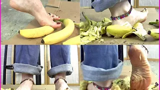 Fee squishes Bananas with her Bare Feet