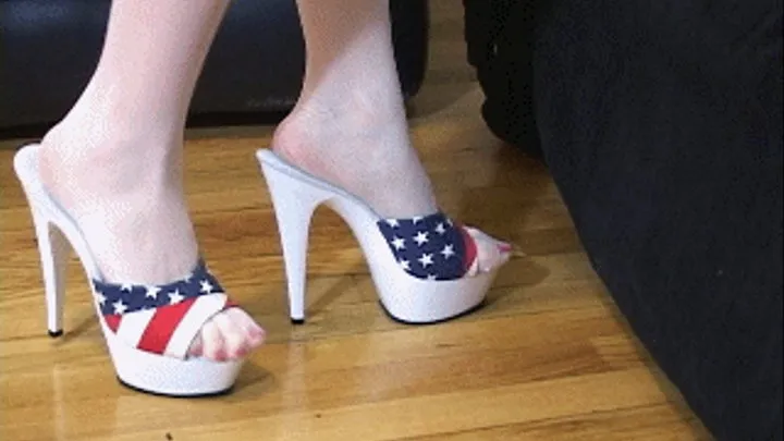 Patriotic platform heel hose feet dip & dangle