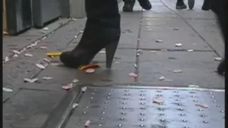 Candid and unknown slowmotion crushing with boots