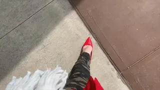 C4S056 Jessica Ford wearing camo pants and red high heels