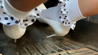 C4S022 Sissy Slut Jessica Ford pp in polka dot frilly socks and white stilettos