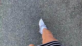 C4S026 Sissy Slut Jessica Ford pp in polka dot frilly socks and white stilettos