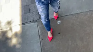 C4S032 Sissy Slut Jessica Ford in pink heels and shredded jeans
