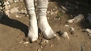 Disgusting white boots cleaning