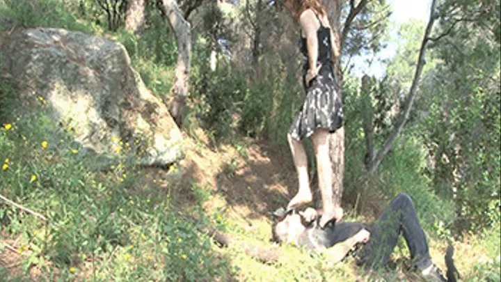 high heel and barefeet trample in the woods - 2 n part