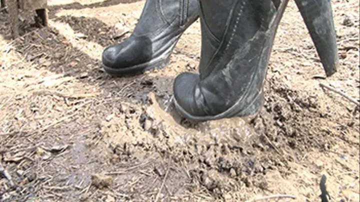 Disgusting muddy boots cleaning for Mistress Kitty's slave