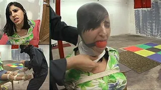 Charlotte Ball Gagged and Pantyhose Hooded