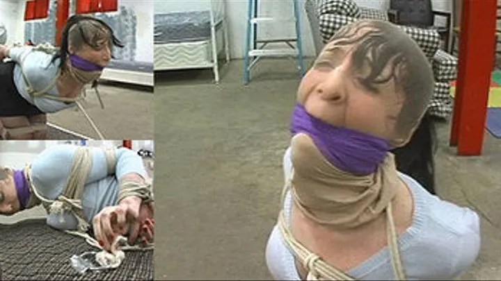 Alexis Pantyhose Hooded and Bound to a Pallet - Part 2