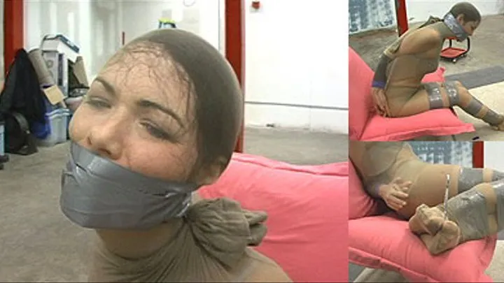 I'm encased in pantyhose while bound and gagged! Part 1