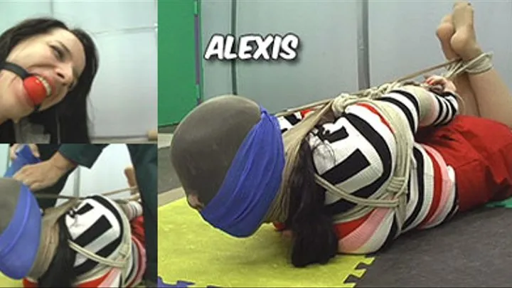 Alexis Hogtied, Ball Gagged and Pantyhose Hooded