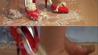 Creamy cheese in shoe crushing WMV