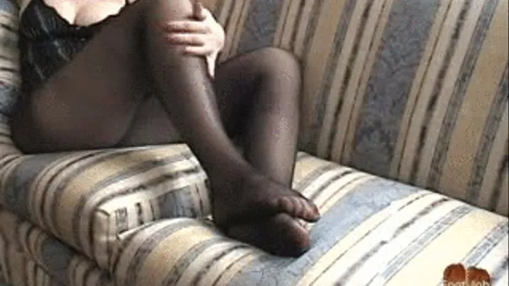 Footjob pantyhose teasing