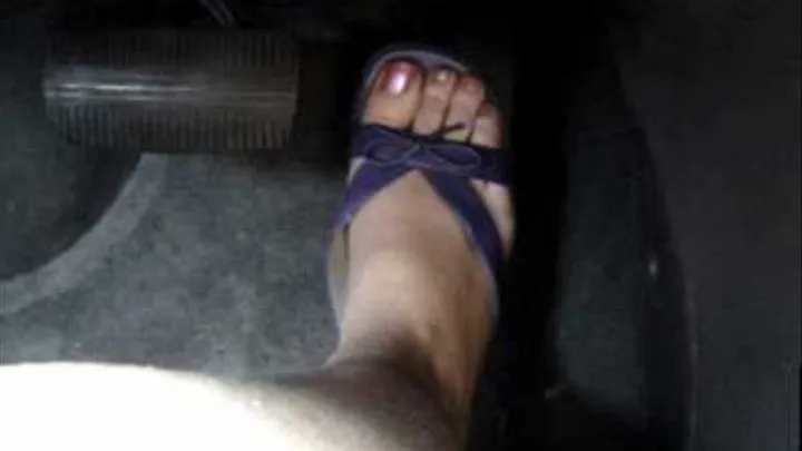 Katie Driving in Purple sandals