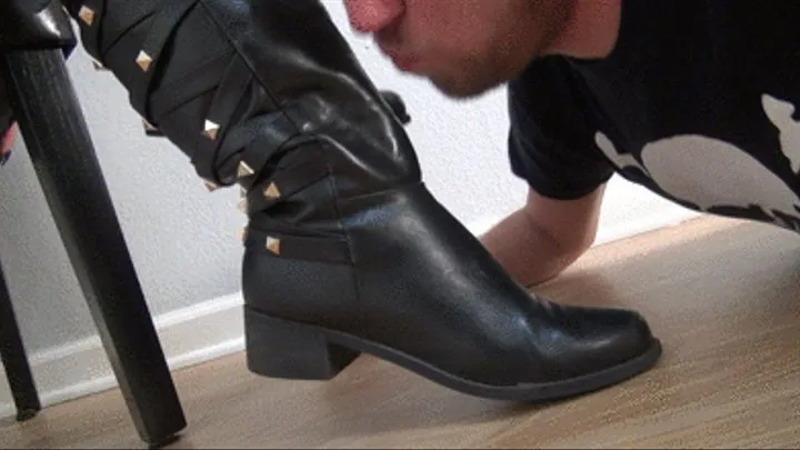 Boot domination by tall and beautiful Mistress Sablique 1