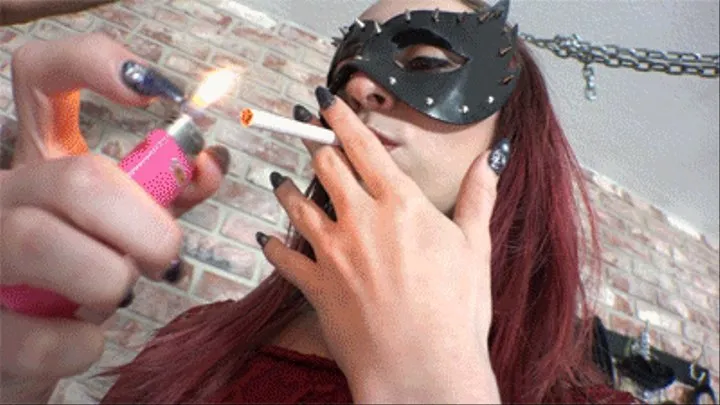 Masked Red Head Smoking Diva