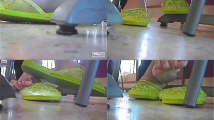 Green Slip Ons Under the Table