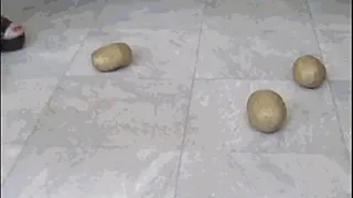 Hot and sexy potatoes crushing