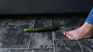 I destroy a cucumber under my bare feet