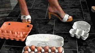 A lot of eggs crushied with my Dr Scholl wooden mules