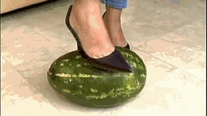 Watermelon exploded under Tommy Hilfiger high heels