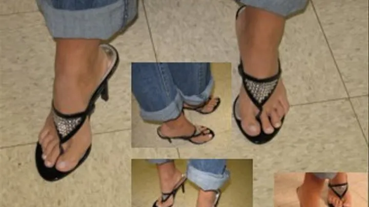 Black Thong Sandals .