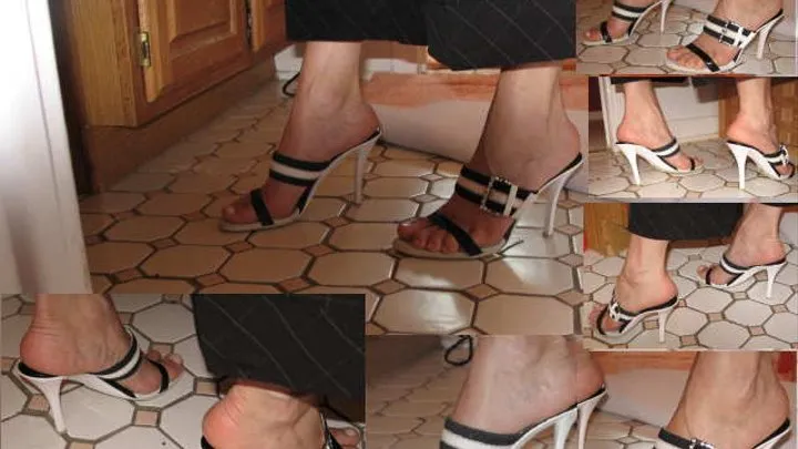 Black and White 4 inch sandals