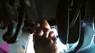 Barefeet footplay with camera under the gas pedal