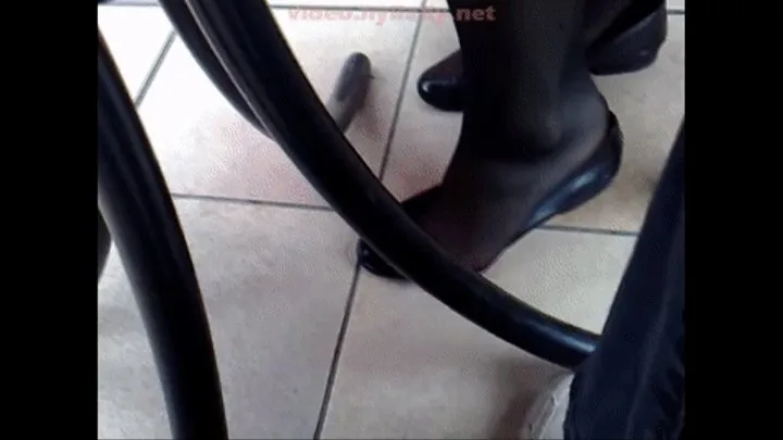 Hosed footsie at his jeans crotch at a public place RETRO