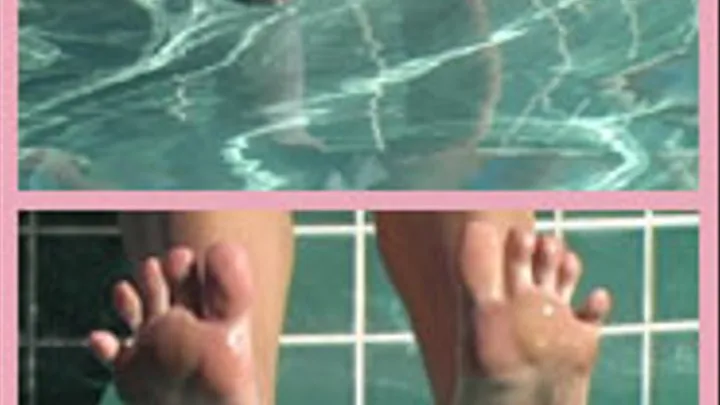 Erica dips her feet in the pool