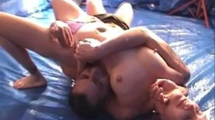 Topless oil wrestling-Giantess vs. short man-11