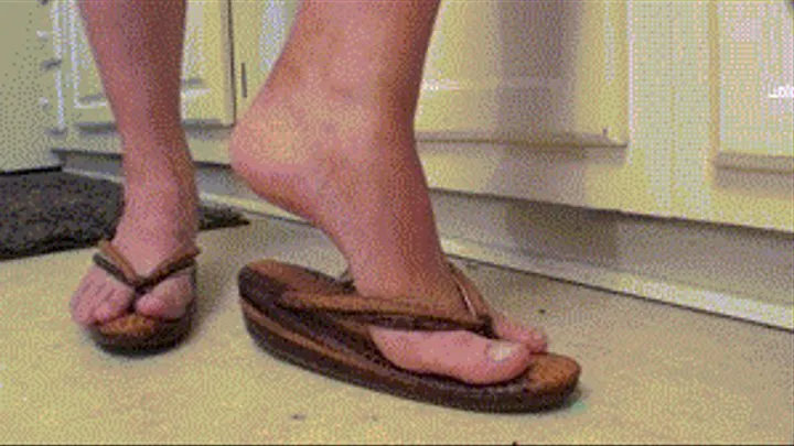 Belle wears Roomates tiny Asian Sandals
