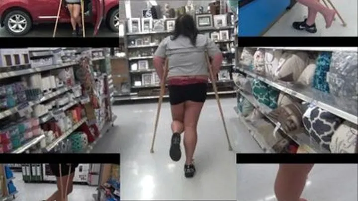 BBW Leena Leans On Crutches While Shopping