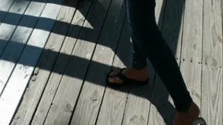 Black worn Flipflops