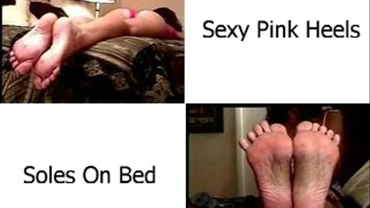 Sexy Pink Heels & Soles On Bed Combo