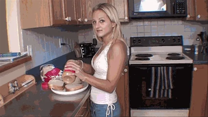 Goddess Nikki Crushes PeanutButter Sandwich with her bare feet