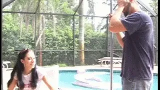 Pool guy gets over the knee spanking