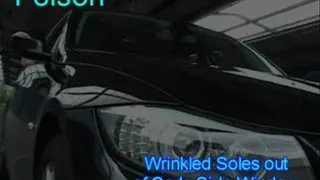 Poison - wrinkled soles out of car's side window