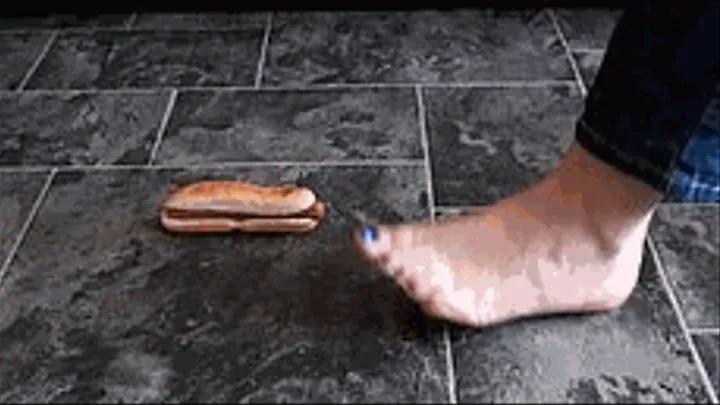 Miss Kate sensual barefoot hot-dog crushing