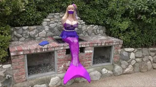 Captured Mermaid Bound on the Grill - Lorelei Topless in Fantasy Costume