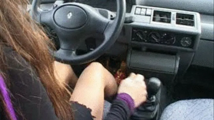 Ines drives with her red pleaser.