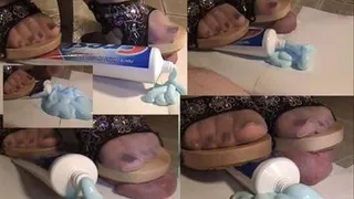 Private Ryan's poor cock trampled under her highheel wedge style slides & stockings!! ( Part 6 )